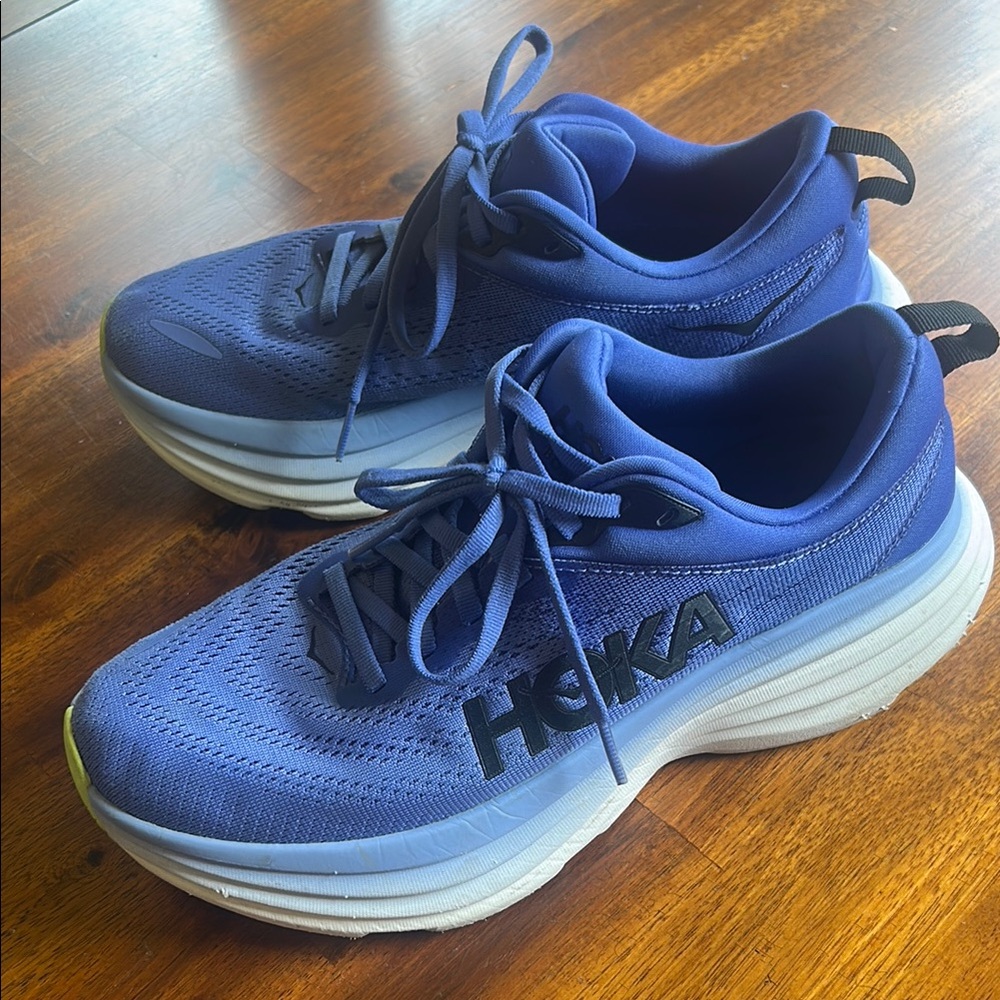 Hoka One One Blue and White Shoes with Breathable Mesh Hardly worn, Like New